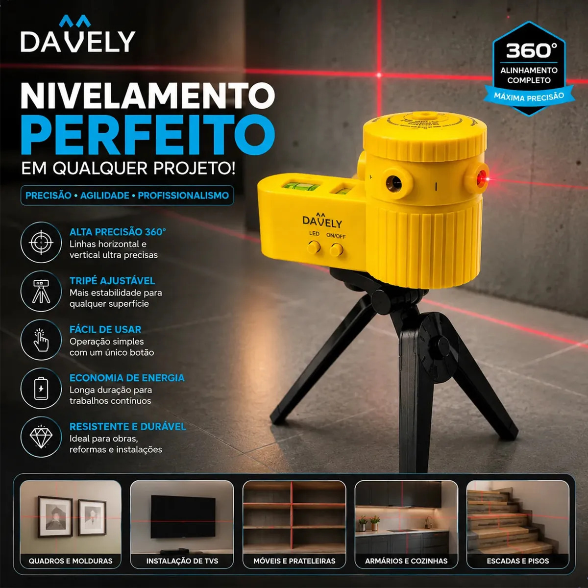Nível a Laser com Tripé 360°